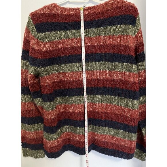 C C Hughes Sweater Women's Medium Button Front Cardigan Striped Mohair Blend - Picture 5 of 11